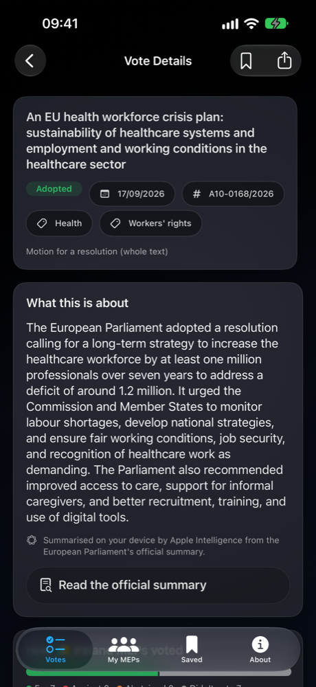 Vote detail with the plain-language summary and how Ireland's MEPs voted.